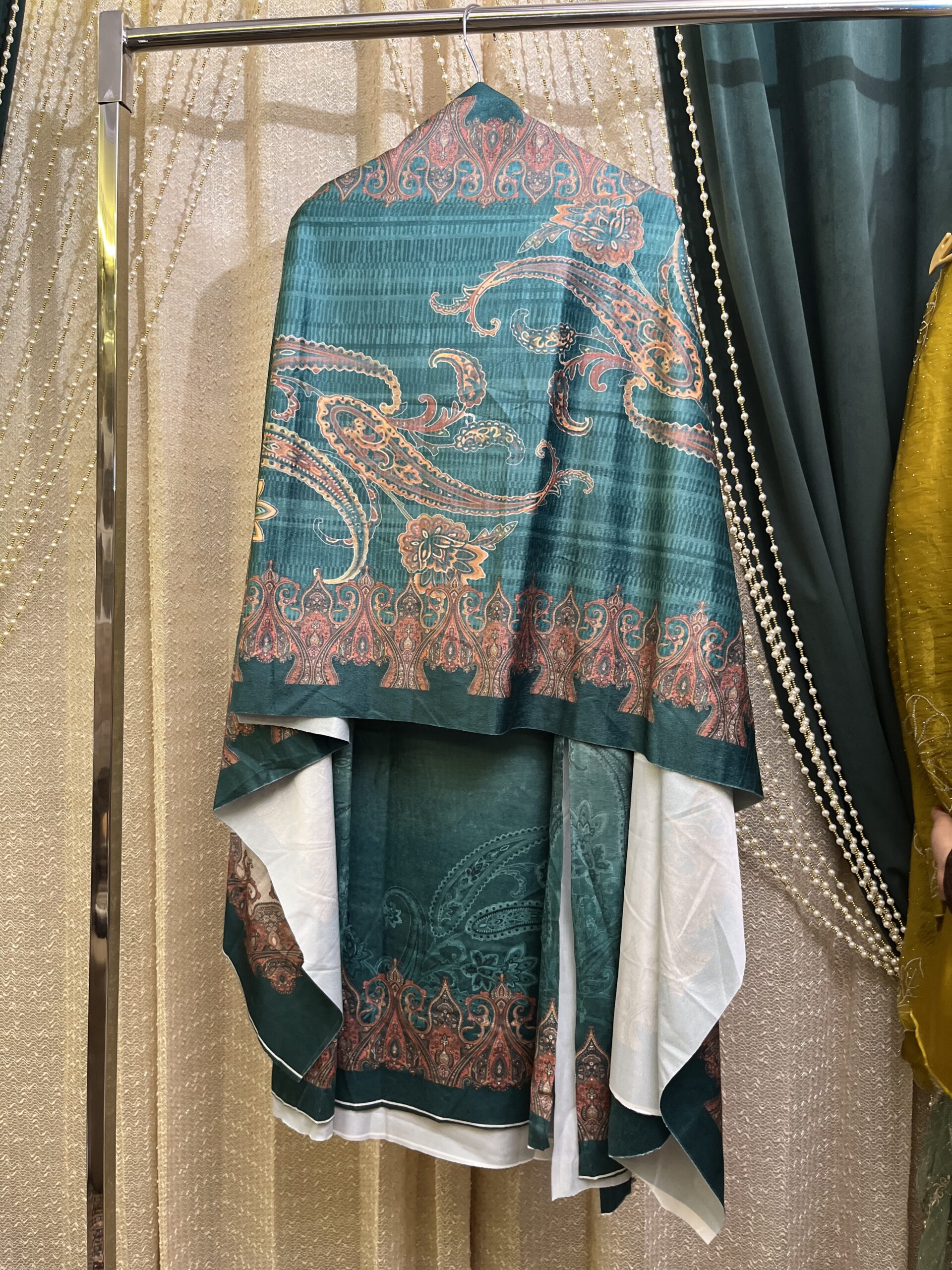 Sea Green Velvet Digital Print W022 - Image 2