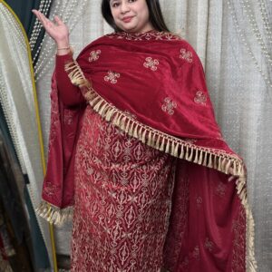 Red Velvet Kashmiri Suit W042