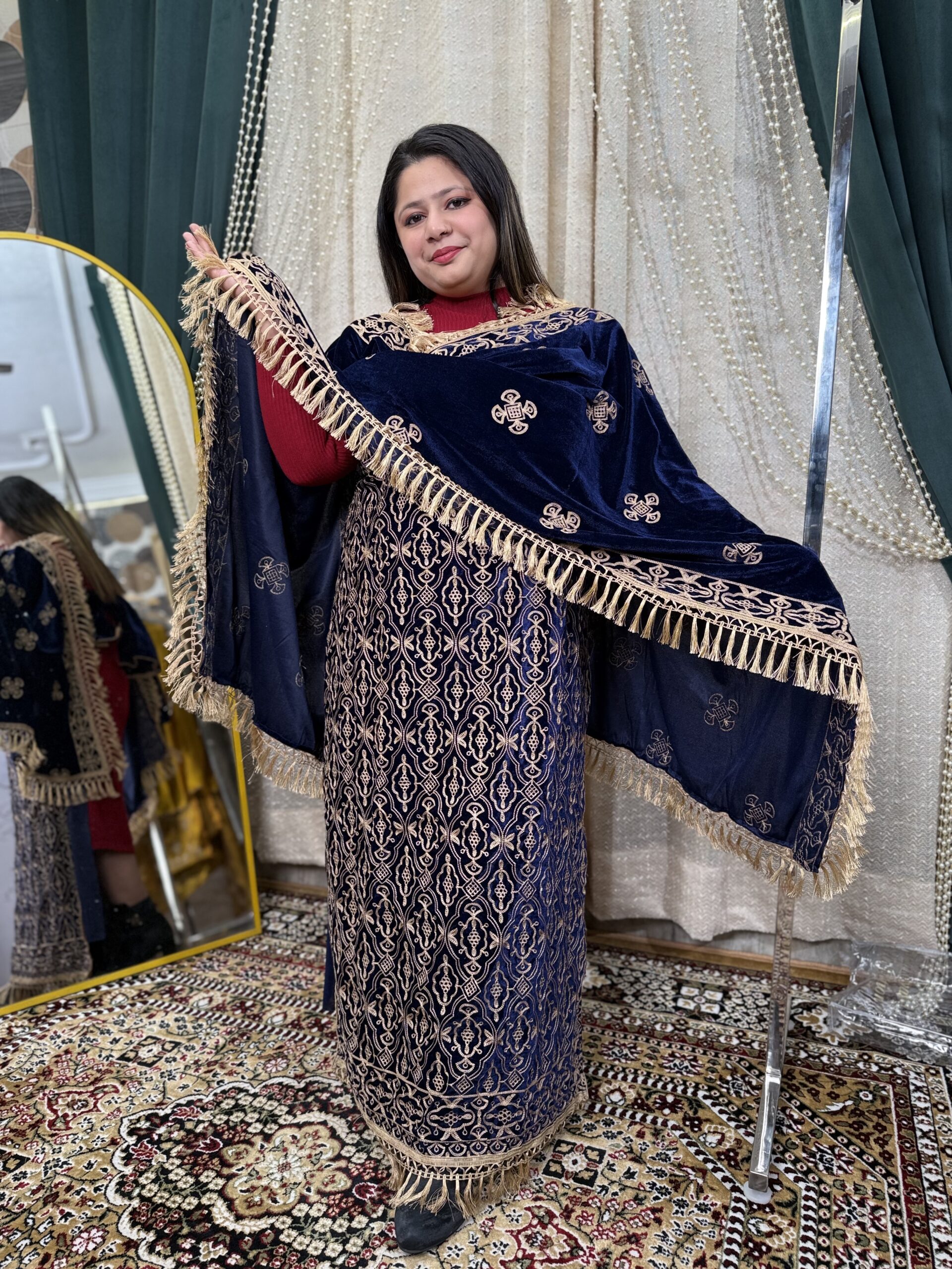 Blue Velvet Kashmiri Suit W042 - Image 2