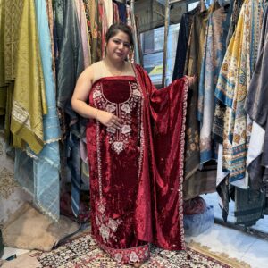 Red Velvet Party Wear Suit  W044 1