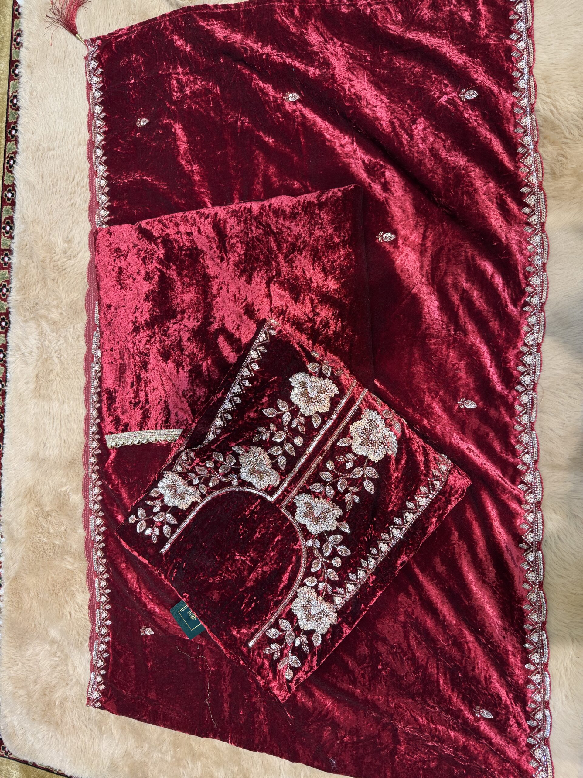 Red Velvet Party Wear Suit W044 1 - Image 2