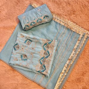 Blue Muslin Organza W018