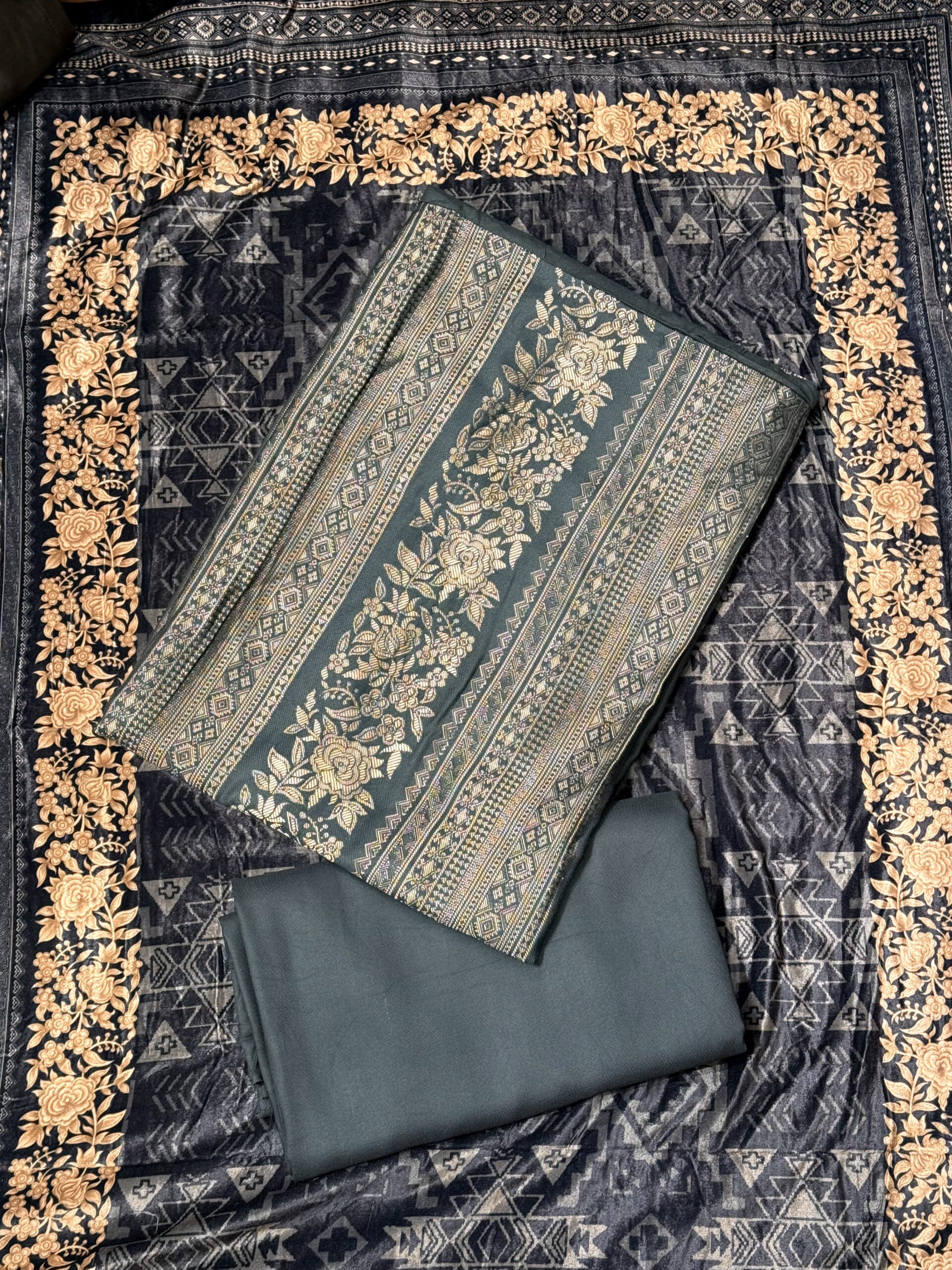 Turquoise Green Pashmina Suit W030 - Image 5