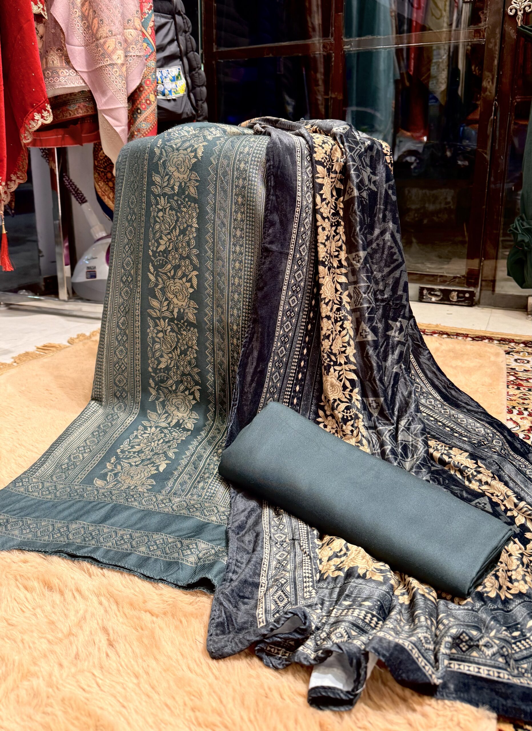 Turquoise Green Pashmina Suit W030 - Image 2