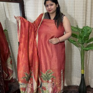 Dulha–Dulhan Shimmer Chinon Suit