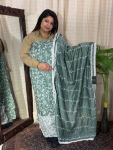 Sea-Green Chikankari Glace Cotton Suit