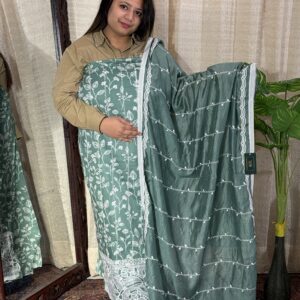 Sea-Green Chikankari Glace Cotton Suit