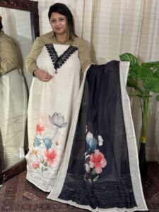 Pure Linen Beige–Black Beauty