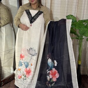 Pure Linen Beige–Black Beauty