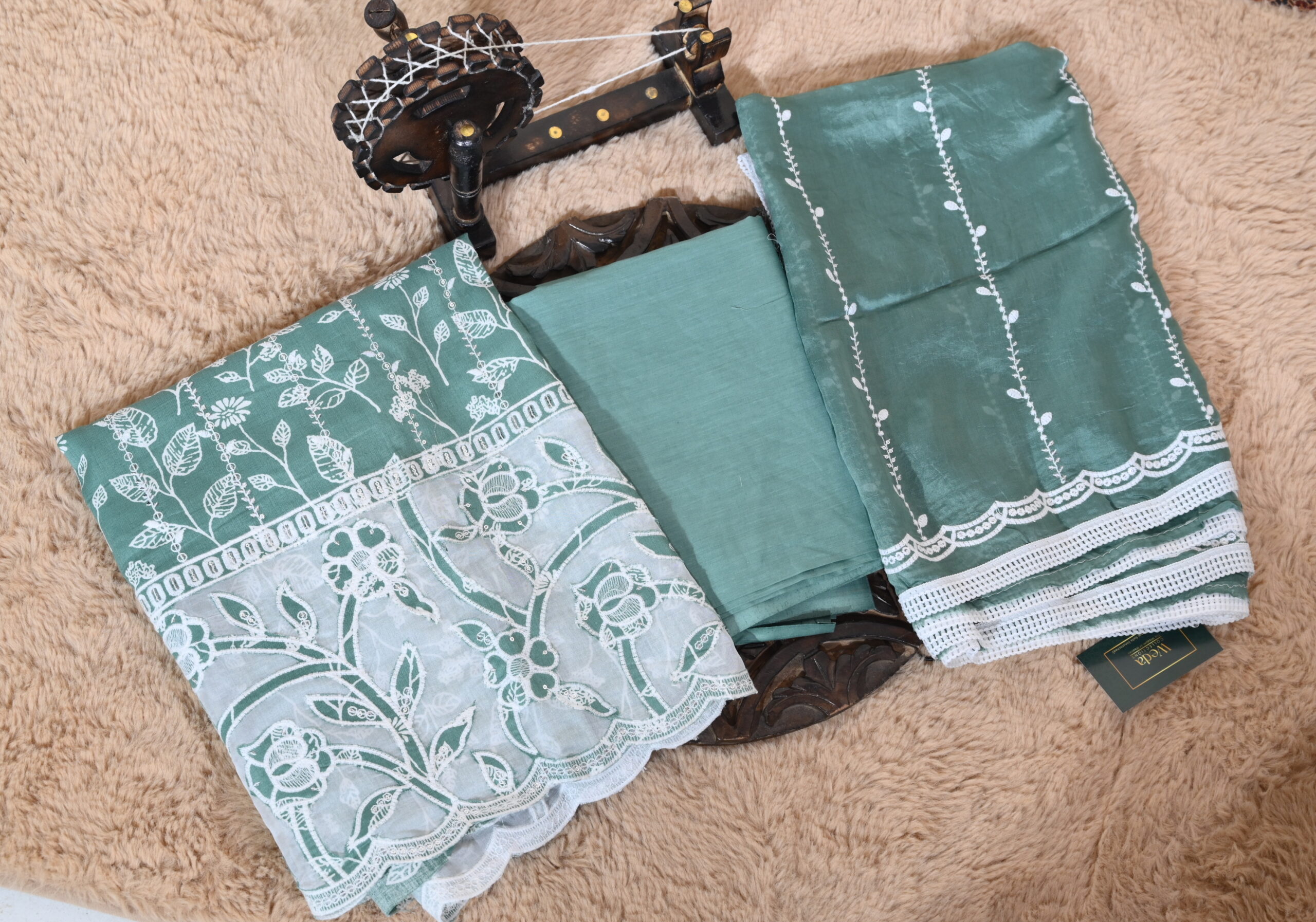 Sea-Green Chikankari Glace Cotton Suit - Image 4