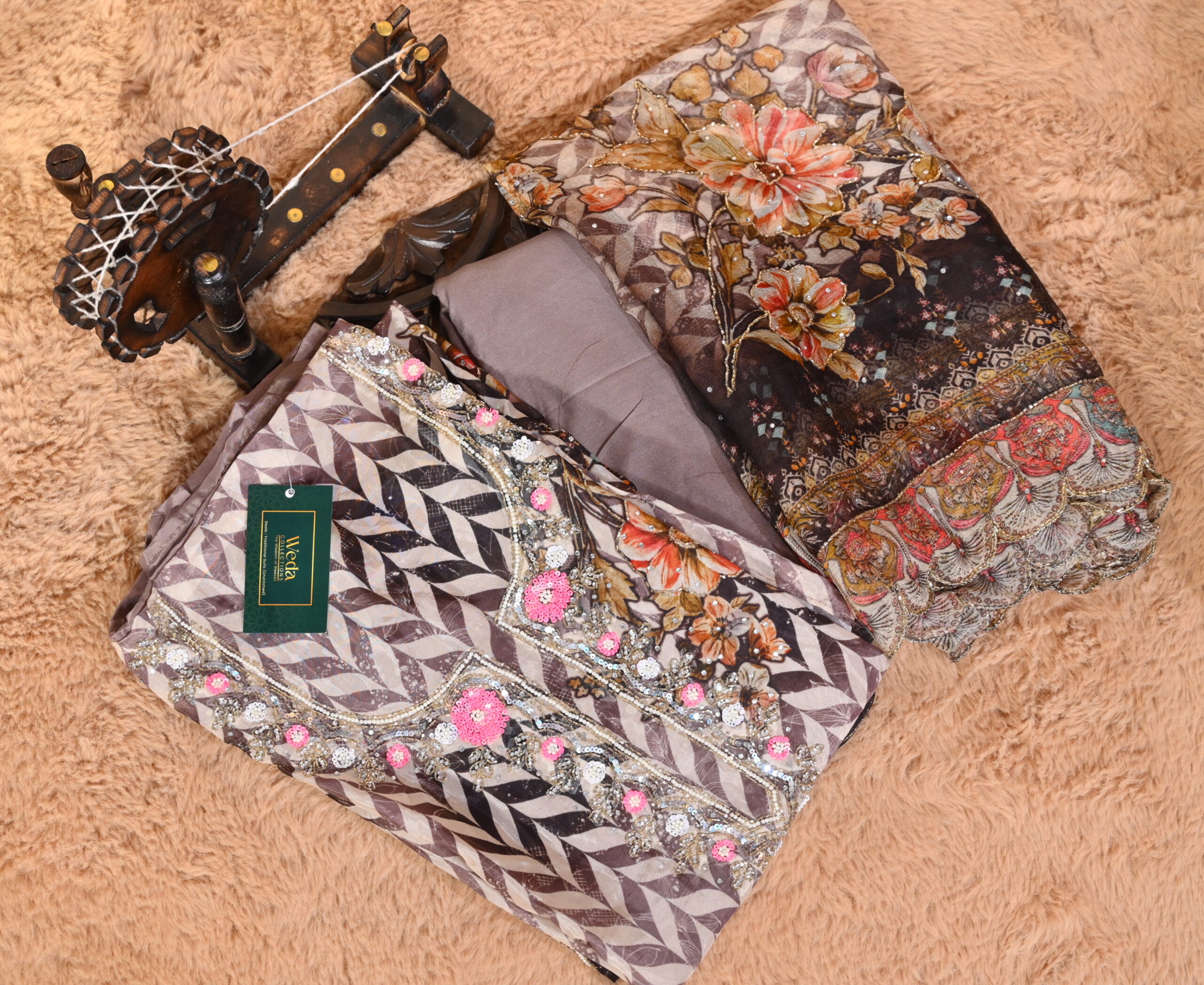 Pure Glass Fabric Partywear Suit - Image 4