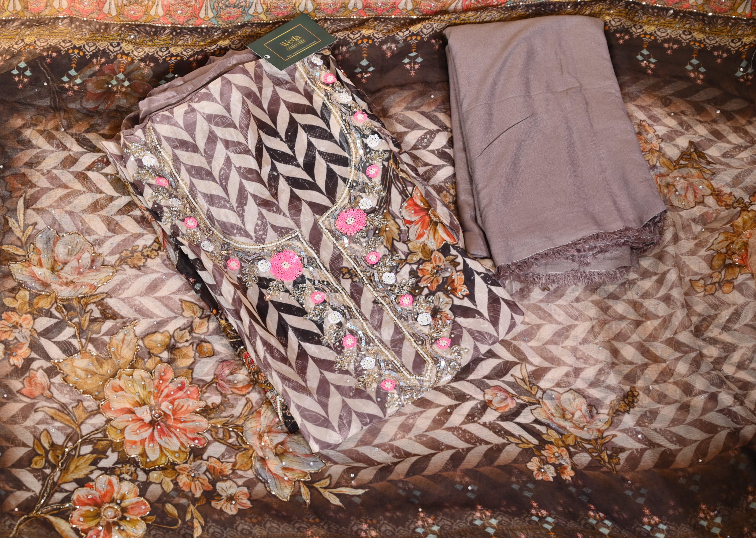 Pure Glass Fabric Partywear Suit - Image 3