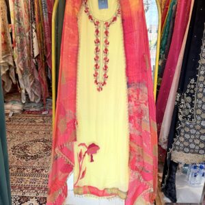 Pure Yellow Georgette Suit W0130