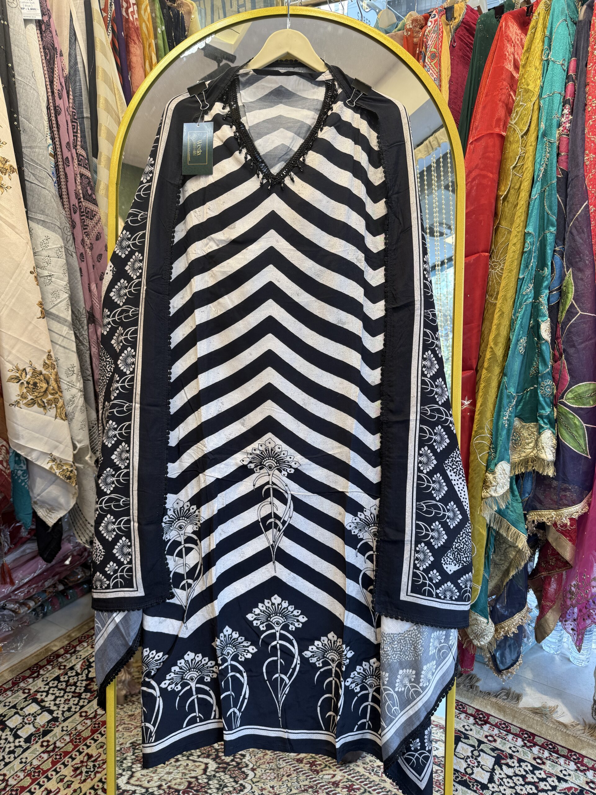 Black Muslin Suit W074