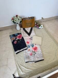 Beige / Black Linen Suit W0010